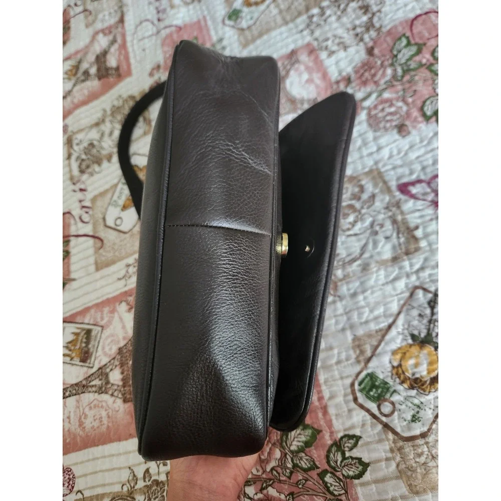VINTAGE Women's Genuine Leather Handbag Shoulder Bag Brown Made in‎ ITALY